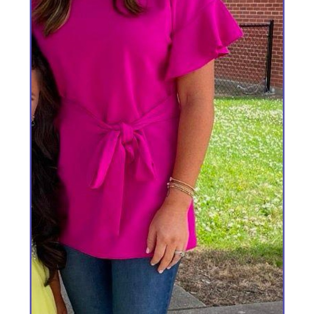 Women's Pink Ruffle Sleeve Top